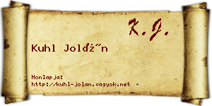 Kuhl Jolán névjegykártya